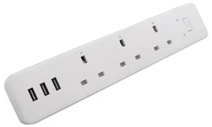 Hl Inteligente Enchufe Cable de Extensión Con Carga USB, GB, 3 Toma, 3x USB A - - Imagen 1 de 1