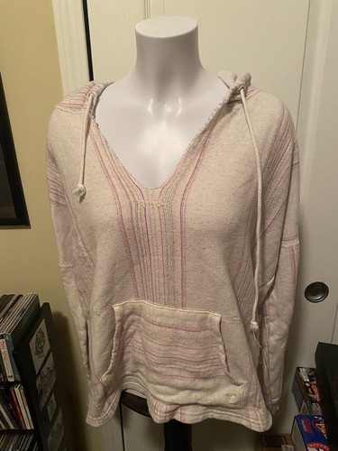 OFF WHITE Abbigliamento donna American Eagle pull over con cappuccio crema a righe rosa