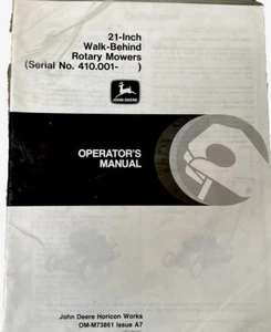 John Deere 21 Inch Walk Behind Rotary Mower Operators Manual sn 410001 - Picture 1 of 5
