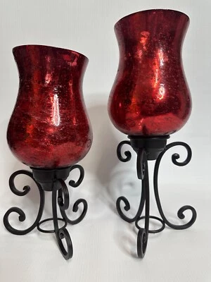 San Miguel Set Of Two Canterbury Pillar Holders Red - Image 1 of 4