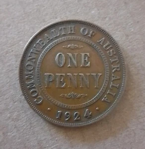 1924 One Penny Coin - Very Fine - King George V Predecimal - Picture 1 of 2