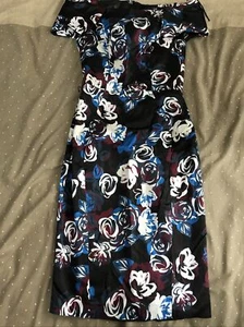 Cue Dress Size 8 Work Party Designer Dress Floral Pencil Knee Length - Picture 1 of 5