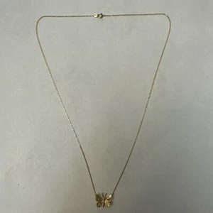 Vintage Solid 14k Yellow Gold Butterfly Necklace - Picture 1 of 6