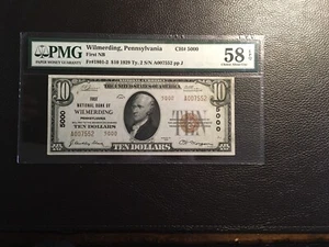 10.00 1029 national bank note Wilmerding PA PMG 58 choice about uncirculated EPQ - Picture 1 of 2
