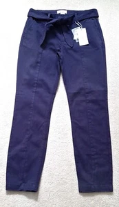 Ladies Navy Belted Canvas Trousers By Linea Tesini Size 12 BNWT - Picture 1 of 6