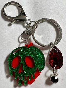 Poison Apple Keyring NEW Acrylic Red Green Glitter Strong Clip Handmade Keychain - Picture 1 of 4