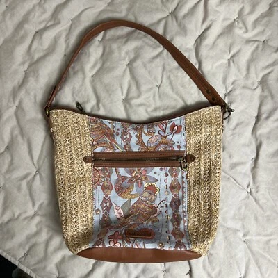 NWOT Sakroots Owl Shoulder Handbag Straw Embroidered Purse Charm Bird Spring - Image 1 of 4