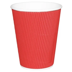 FIESTA(PACK OF 25)TAKEAWAY COFFEE CUPS RIPPLE WALL RED 340ML X25 GP425 - Picture 1 of 2