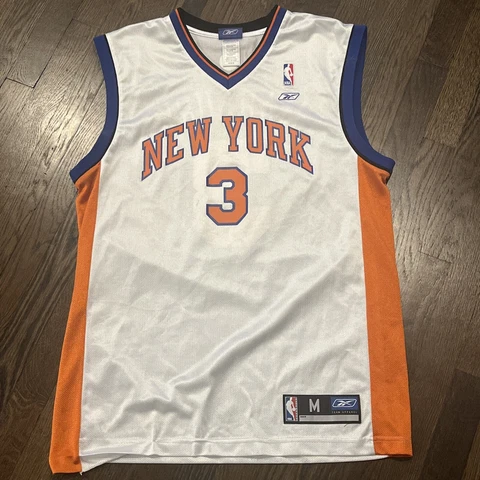 New York Knicks Stephon Marbury Jersey Mens Medium White Reebok Cover