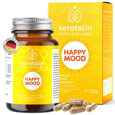 SEROTALIN ® HAPPY MOOD KAPSELN | Mit Johanniskraut Griffonia & L-Tryptophan | Vitamin h...