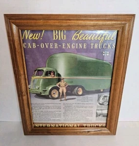 Camion Internazionali Vintage Auto Cabina Oltre 1939 Incorniciato Pubblicità Marketing - Foto 1 di 4