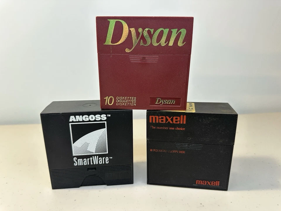 3x 3.5” Floppy Disk Storage Boxes - Dysan - Maxell - Angoss - Image 1 of 4