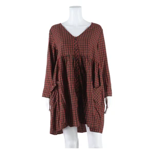 ZARA Womens Mini Dress Red Check Long Sleeve Short L - Picture 1 of 7