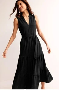 Maxi abito BODEN Naomi Notch Jersey nero D0947 taglia UK 18R Preloved A4 - Foto 1 di 6