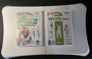 Nintendo Wii Fit Balance Board With Wii Fit Plus & My Fitness Coach 2 Video Game - Picture 1 of 11