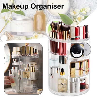 Large 360° Rotating Makeup Organiser Cosmetic Storage Box Perfume Display Stand - Image 1 of 4