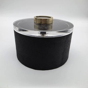 Interlude Home Black Hair-On-Hide Decorative Box #928059 Acrylic Lid Gold Knob - Picture 1 of 12