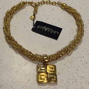 GIVENCHY Paris New York Grob Gold GGGG Anhänger Halskette Kette Halsband Neu - 17 Zoll - Bild 1 von 9