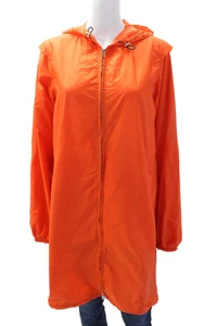 Jil Sander Womens Full Zipper Hooded Rain Coat Bright Orange Size EUR 38 - Picture 1 of 7