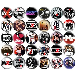INXS 1,5" Pinback Buttons 80er New Wave Rock Retro Musik Band Set 30 Pins - Bild 1 von 4