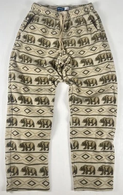 Old Navy Fleece BEAR men’s Size M Pajama Pants Pockets Drawstring Tan Holiday - Image 1 of 4