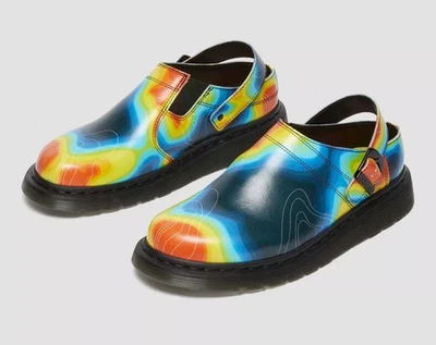 DR MARTENS Isham Mule Hombres 11 Mapa Térmico Cuero Zapatos con Cordones Mujer 12 NUEVO Foto 1 de 4