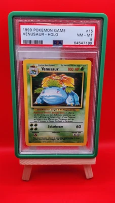 PSA 8  Venusaur Pokemon Base Set 1999 Holo #15 Card! Minty! - Image 1 of 3