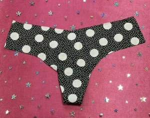 Victorias Secret No Show Thong Panties Size Medium Polka Dot Underwear New - Picture 1 of 5