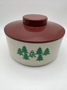 Vintage Holiday Tupperware Candy Dish with Lid 2062A-6 Christmas Trees - Picture 1 of 9