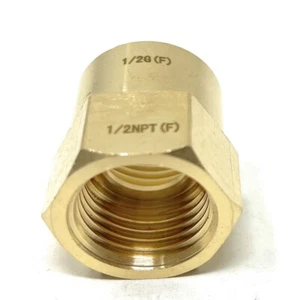 Adaptador de hilo G sin plomo (BSPP métrico) hembra a NPT hembra (1/2"" x 1/2") - Imagen 1 de 9