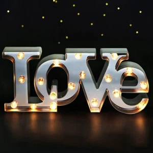 Letrero de carpa LED Bright Zeal 16" x 7" grande decoración de amor para dormitorio ESPEJO frontal - Imagen 1 de 7