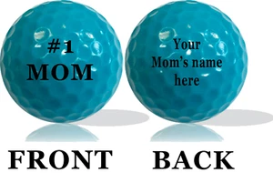 Pelotas de golf personalizadas turquesa #1 para mamá con el nombre de tu mamá - Paquete de 12 - Imagen 1 de 3