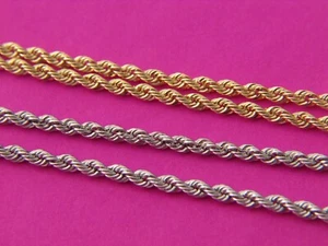 Collana Catena Corda Oro 10k Puro 2,4mm in vero oro giallo 10k e oro bianco - Foto 1 di 5
