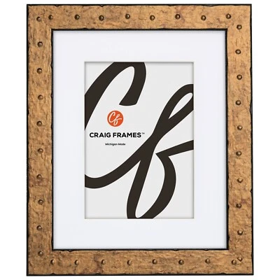 Craig Frames 1.25" Rivet Tarnished Gold Picture Frame With a Single Mat - Image 1 of 4