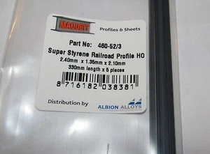 MAQUETT 460-52/3 Super Styrene railway track profile (5) GREY HO GAUGE - Picture 1 of 1