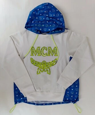 $795 MCM 男式白色棉蓝色尼龙毛衣带可拆卸连帽 MHA9SMM07HI — 第 1/4 张图片