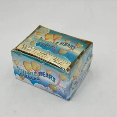 12pk Double Heart Bubbles Mini White Plastic Bottles & Wand Party Decor NIB - Image 1 of 4