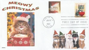 CAT MUG MEOWY CHRISTMAS CAT LOVE FDC- DWc CACHET - Picture 1 of 1