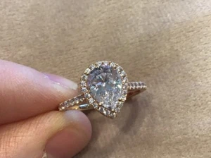 1.6 Carat Lab Created Diamond Engagement Ring With Rose Gold Plated 925 Size L - Picture 1 of 8