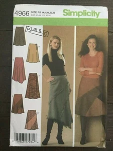 Simplicity 4966 Skirt Color Block Asymmetrical Hemline Variations Sz 14-22 Uncut - Picture 1 of 6