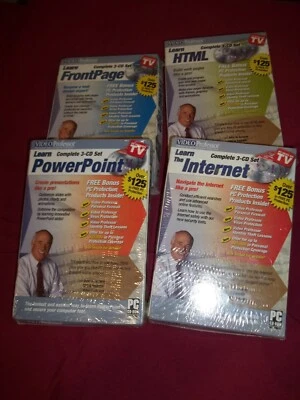 4 VIDEO PROFESSOR PC CD-ROM LOT Sealed Learn HTML FRONTPAGE POWERPOINT INTERNET - Image 1 of 4