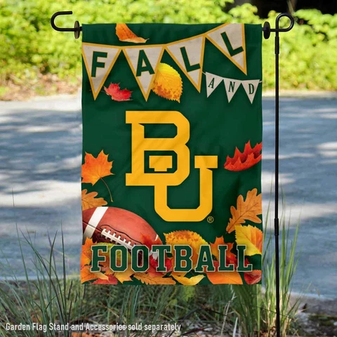 Baylor Bears Fall Leaves Football Season Garden Flag and Yard Banner Cover