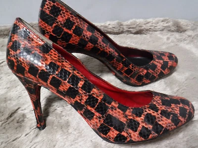 Zapatos de tacón de aguja PFR para mujer Maxstudio rojo genuino piel de serpiente negro negro 10 Foto 1 de 4