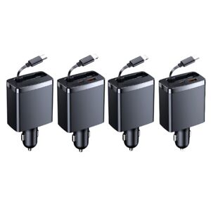 125W Retractable Car Chargers Type C / 8Pin Cable Auto Adapter