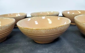 RARO Juego De Colección De 6 Cuencos Vietri 7" Tostado Y Beige Borde Moteado Cuerpo De Cuenco - Imagen 1 de 24
