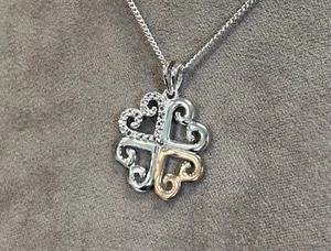 Pendentif topaze cœur affinité argent gallois et or rose 9 carats Clogau (22") rare - Photo 1/5