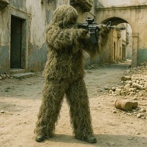 5 in 1 Ghillie Suit 3D Camouflage Hunting Apparel Woodland Clothing Jacket Pants - Picture 1 of 16