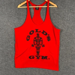 Golds Gym Shirt Mens L Red Muscle Tank Singlet Puff Paint Lifting Training Lift - Picture 1 of 10