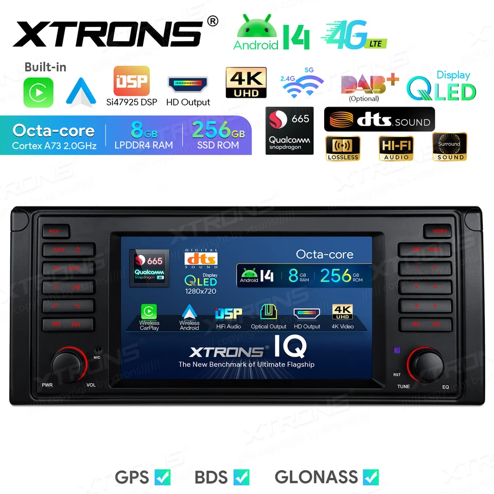 für BMW E39 5er 8+256GB Android 14 4K Video Autoradio DTS Sound HDMI HiFi WIFI - Bild 1 von 4