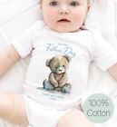 Our 1st Fathers  Daddy~ Personalised Babygro~ vest~bib~Gift ~blue bear
